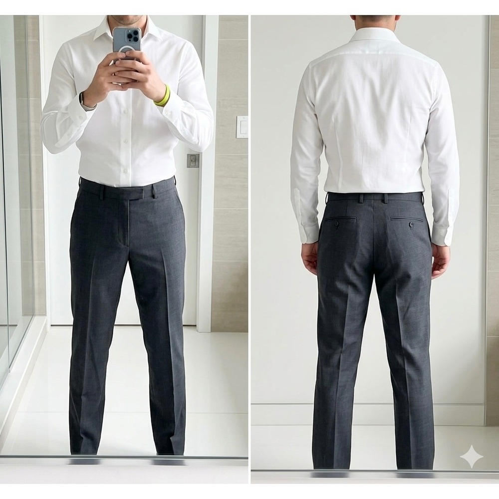 Bonobos Tailored Fit Italian Wool Blend Dress Pants Trousers Charcoal Gray 34